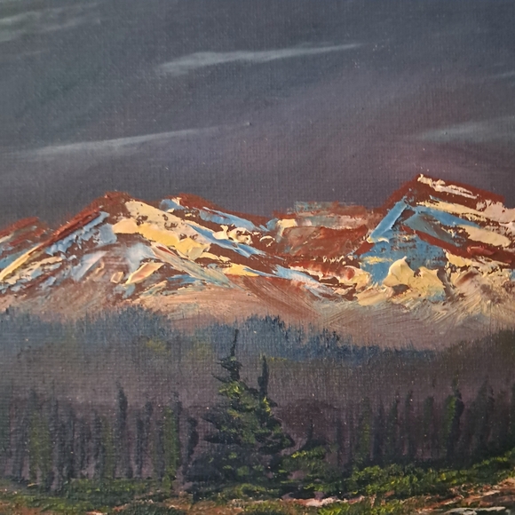 Hand Panted Cardstock Canvas Oil Paint Acrylic Paint Card Canvas Dark Mountains - Picture 5 of 6
